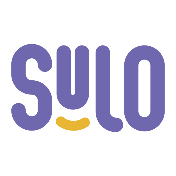 Sulo logo with purple text and a yellow line beneath the u